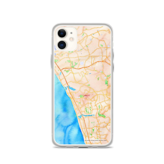 Custom iPhone 11 Carlsbad California Map Phone Case in Watercolor
