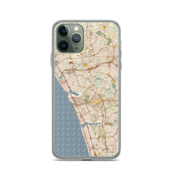 Custom iPhone 11 Pro Carlsbad California Map Phone Case in Woodblock