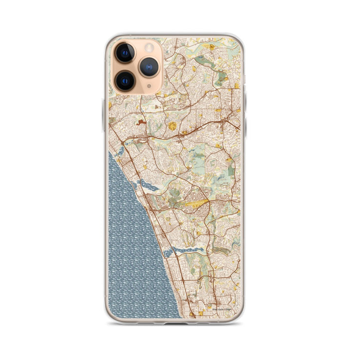 Custom iPhone 11 Pro Max Carlsbad California Map Phone Case in Woodblock