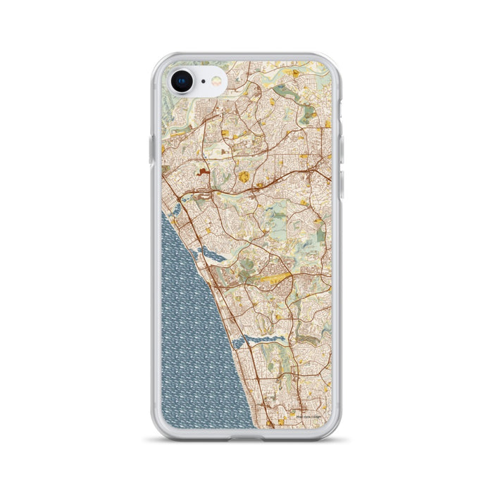 Custom iPhone SE Carlsbad California Map Phone Case in Woodblock