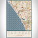 Carlsbad California Map Print Portrait Orientation in Woodblock Style With Shaded Background