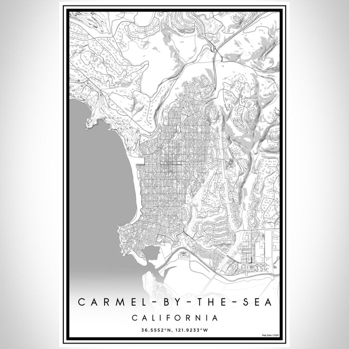 Carmel-by-the-Sea California Map Print Portrait Orientation in Classic Style With Shaded Background