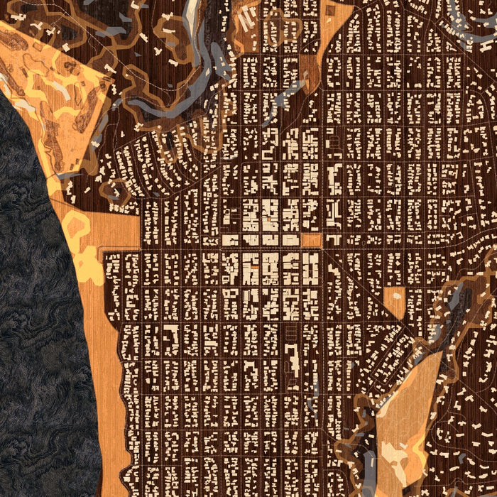 Carmel-by-the-Sea California Map Print in Ember Style Zoomed In Close Up Showing Details