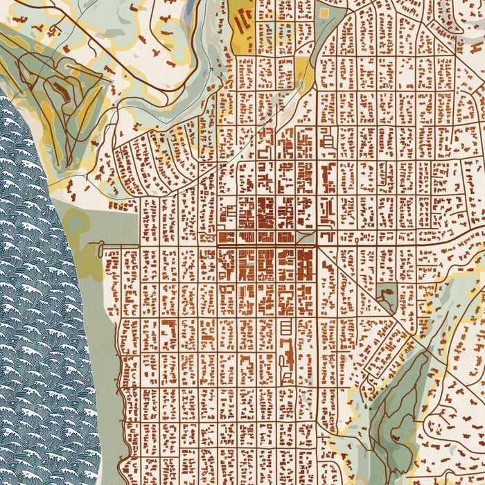 Cermel Mapi Carmel-by-the-Sea - California Map Print in Woodblock — JACE Maps