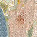 Carmel-by-the-Sea California Map Print in Woodblock Style Zoomed In Close Up Showing Details