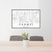24x36 Carmel Indiana Map Print Lanscape Orientation in Classic Style Behind 2 Chairs Table and Potted Plant