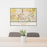 24x36 Carmel Indiana Map Print Lanscape Orientation in Woodblock Style Behind 2 Chairs Table and Potted Plant