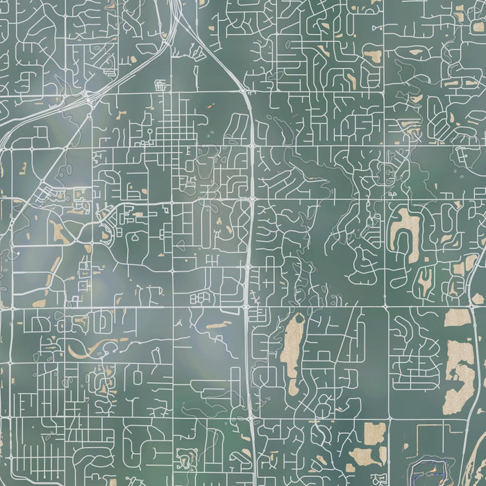 Carmel Indiana Map Print in Afternoon Style Zoomed In Close Up Showing Details