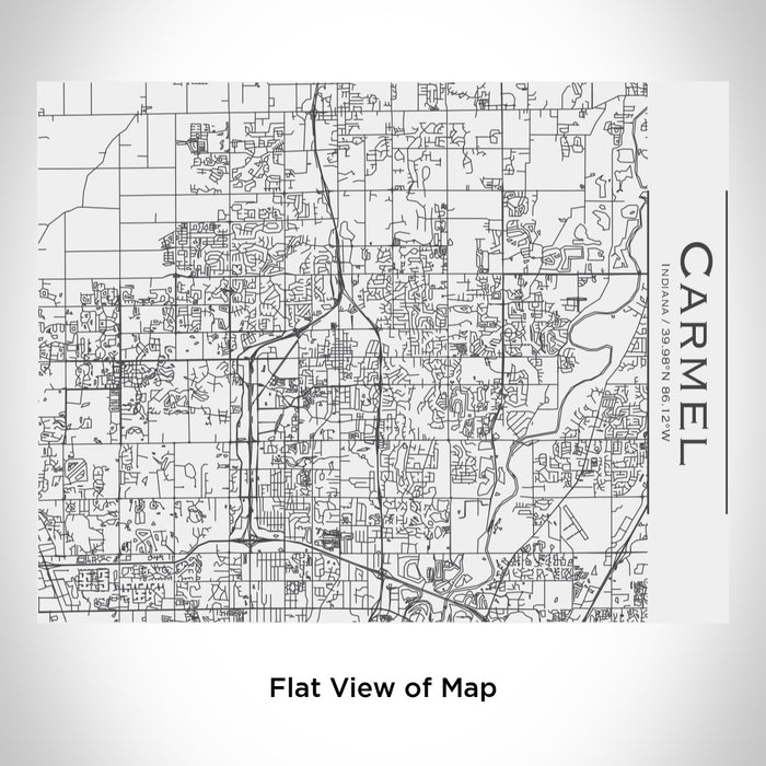 Rendered View of Carmel Indiana Map Engraving on 20oz Stainless Steel Insulated Bottle with Bamboo Top in White