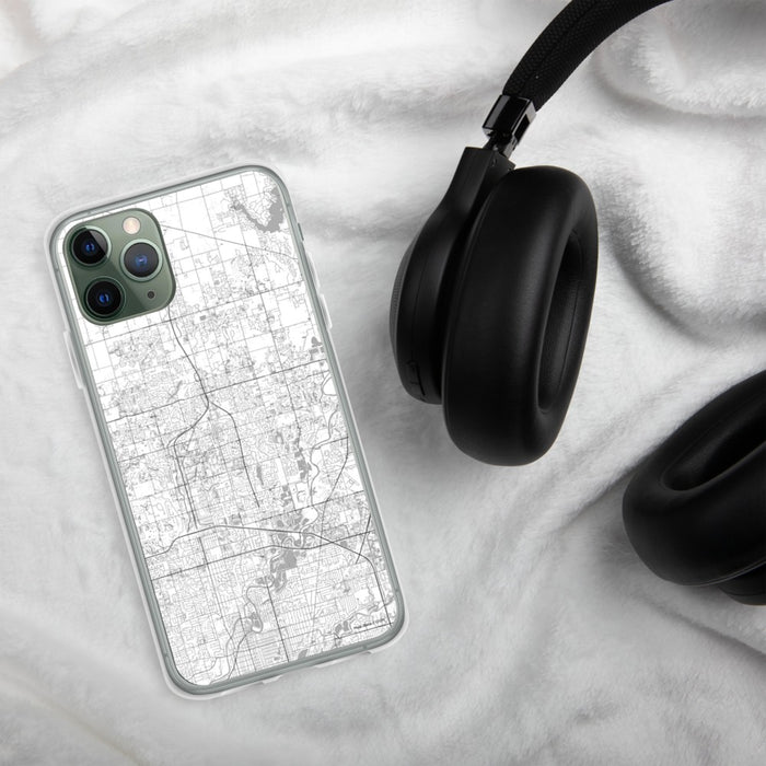 Custom Carmel Indiana Map Phone Case in Classic on Table with Black Headphones