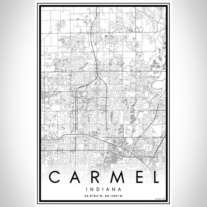 Carmel Indiana Map Print Portrait Orientation in Classic Style With Shaded Background