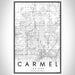 Carmel Indiana Map Print Portrait Orientation in Classic Style With Shaded Background