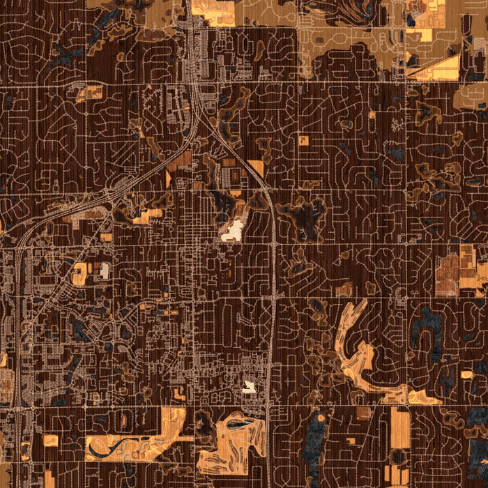 Carmel Indiana Map Print in Ember Style Zoomed In Close Up Showing Details