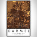 Carmel Indiana Map Print Portrait Orientation in Ember Style With Shaded Background