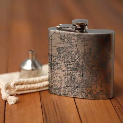 Carmel Indiana Custom Engraved City Map Inscription Coordinates on 6oz Stainless Steel Flask