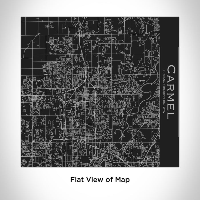 Rendered View of Carmel Indiana Map Engraving on 17oz Stainless Steel Insulated Tumbler in Black