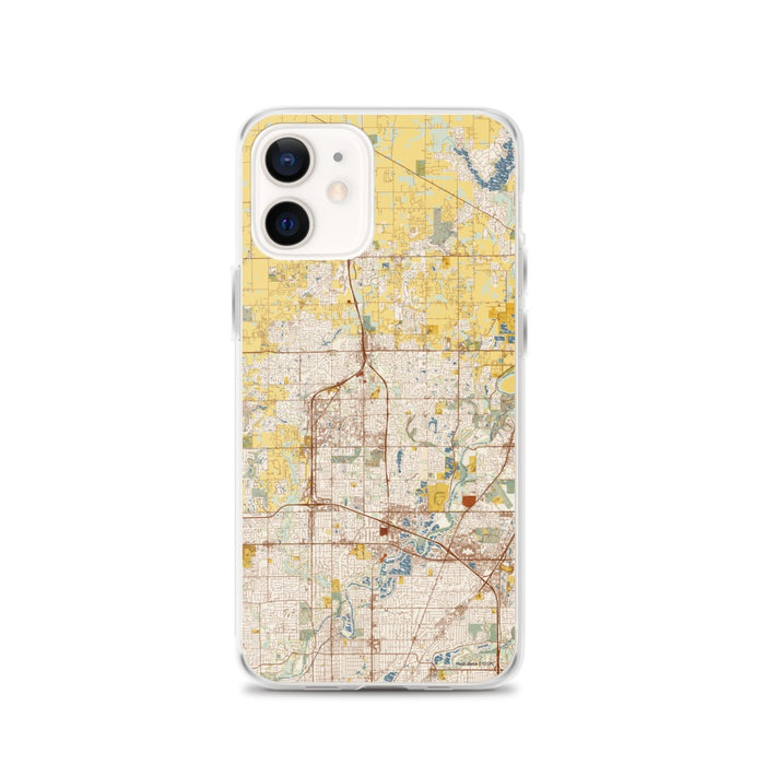 Custom iPhone 12 Carmel Indiana Map Phone Case in Woodblock