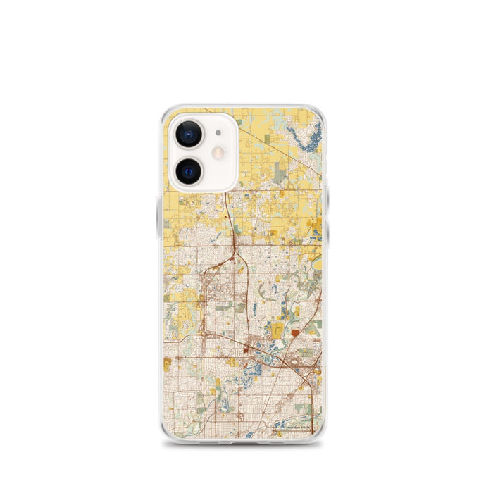 Custom iPhone 12 mini Carmel Indiana Map Phone Case in Woodblock