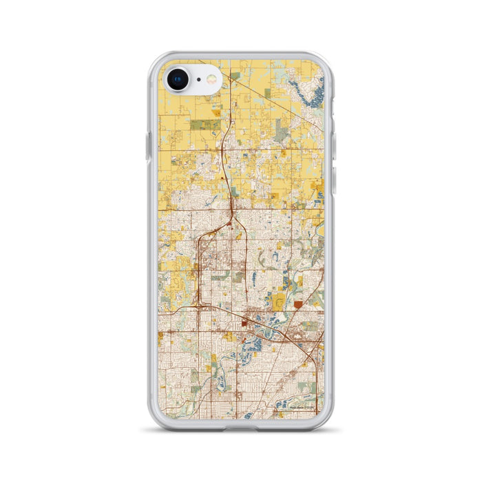 Custom iPhone SE Carmel Indiana Map Phone Case in Woodblock