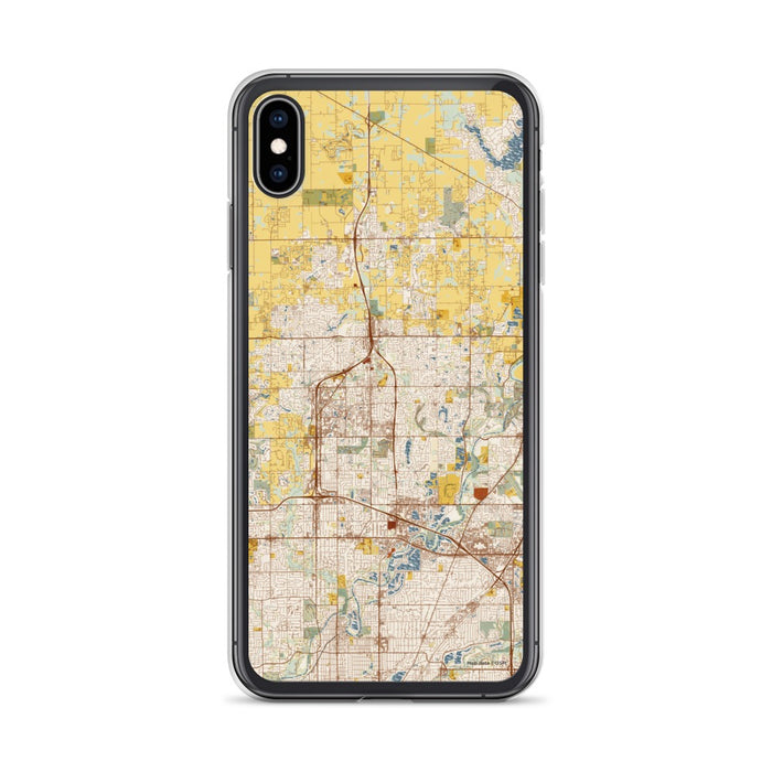 Custom iPhone XS Max Carmel Indiana Map Phone Case in Woodblock
