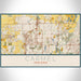 Carmel Indiana Map Print Landscape Orientation in Woodblock Style With Shaded Background