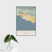 16x24 Carpinteria California Map Print Portrait Orientation in Woodblock Style With Tropical Plant Leaves in Water