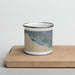 Front View Custom Carpinteria California Map Enamel Mug in Afternoon on Cutting Board