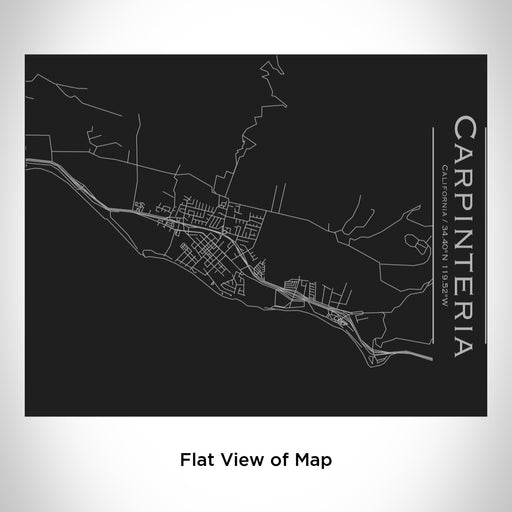 Rendered View of Carpinteria California Map Engraving on 20oz Stainless Steel Insulated Bottle with Bamboo Top in Black