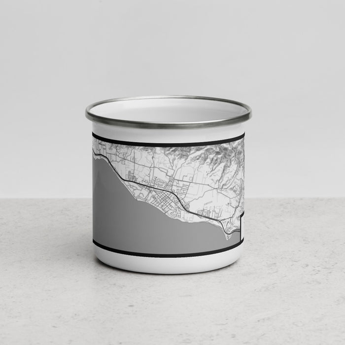 Front View Custom Carpinteria California Map Enamel Mug in Classic