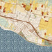 Carpinteria California Map Print in Woodblock Style Zoomed In Close Up Showing Details