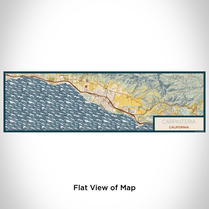 Flat View of Map Custom Carpinteria California Map Enamel Mug in Woodblock