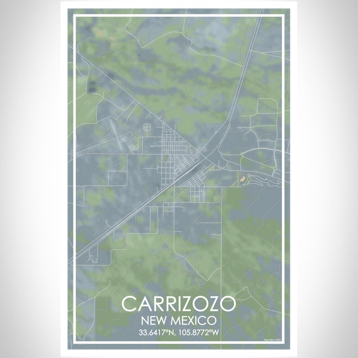 Carrizozo New Mexico Map Print Portrait Orientation in Afternoon Style With Shaded Background