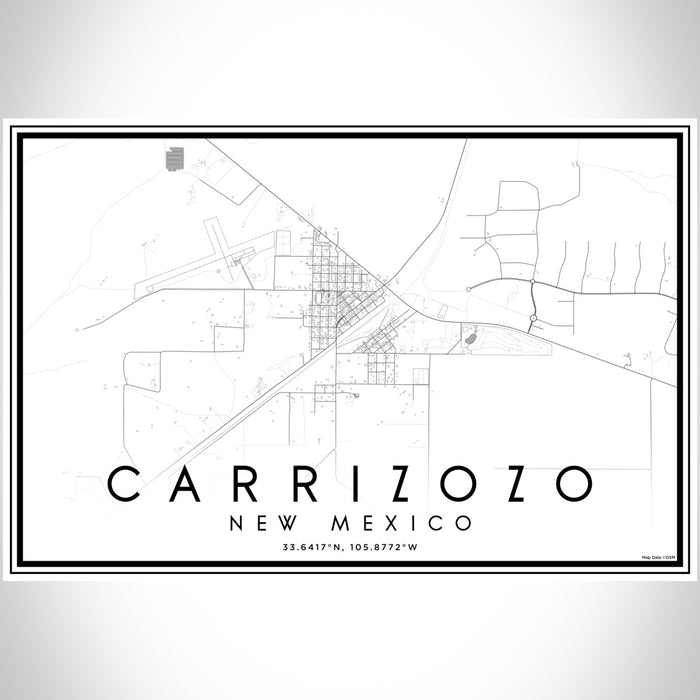 Carrizozo New Mexico Map Print Landscape Orientation in Classic Style With Shaded Background