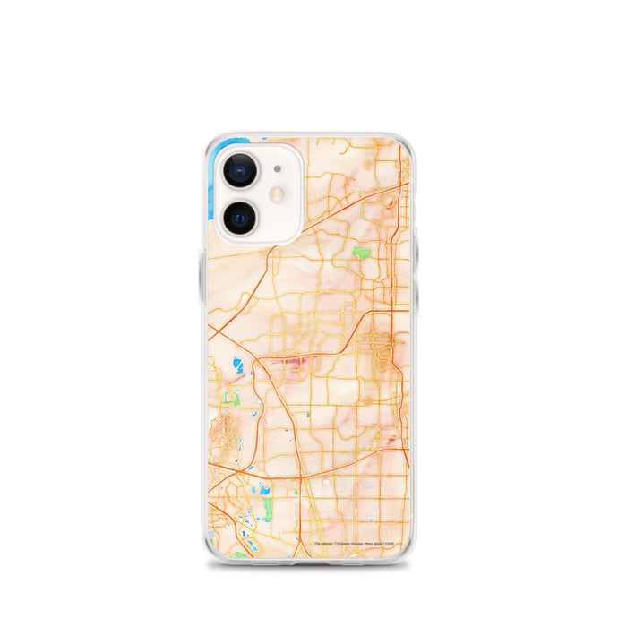 Custom Carrollton Texas Map iPhone 12 mini Phone Case in Watercolor