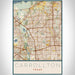 Carrollton Texas Map Print Portrait Orientation in Woodblock Style With Shaded Background