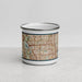 Front View Custom Carrollton Texas Map Enamel Mug in Woodblock