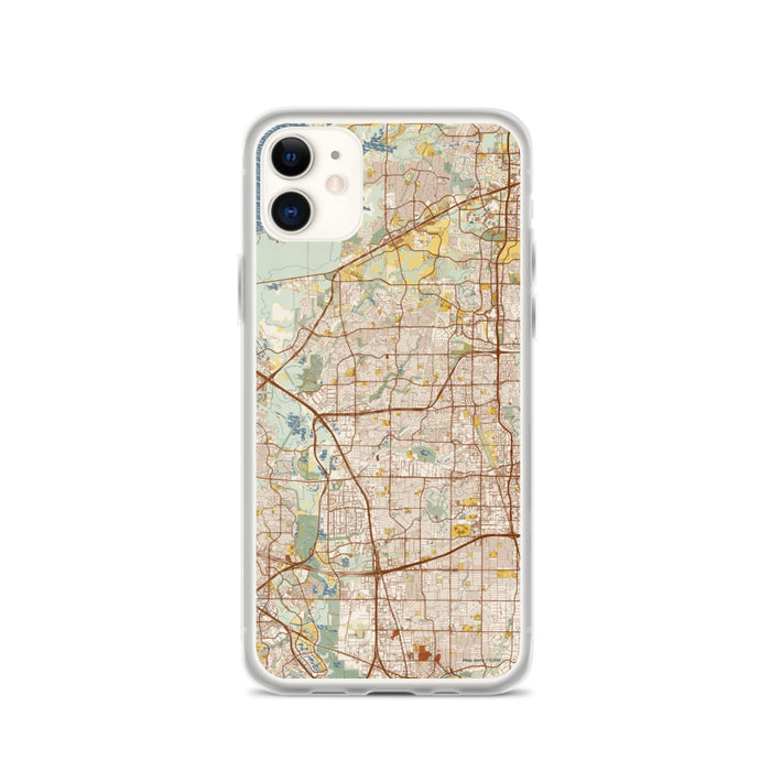 Custom Carrollton Texas Map Phone Case in Woodblock