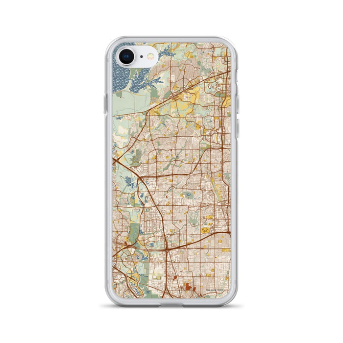 Custom Carrollton Texas Map iPhone SE Phone Case in Woodblock