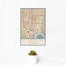12x18 Carson California Map Print Portrait Orientation in Woodblock Style With Small Cactus Plant in White Planter