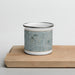 Front View Custom Carson California Map Enamel Mug in Afternoon on Cutting Board