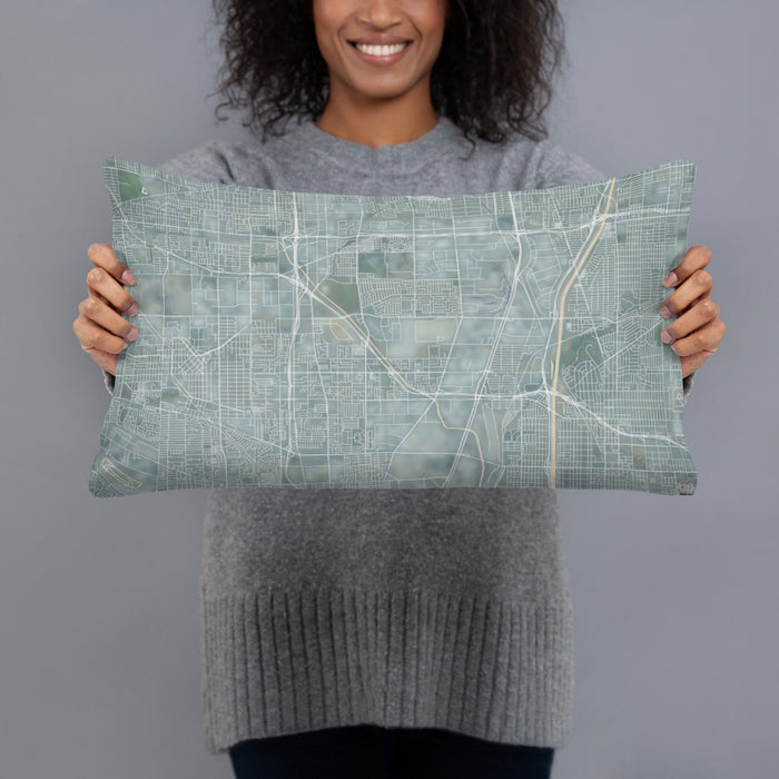 Person holding 20x12 Custom Carson California Map Throw Pillow in Afternoon