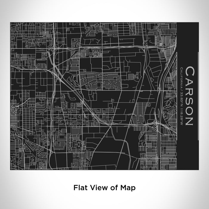 Rendered View of Carson California Map Engraving on 20oz Stainless Steel Insulated Bottle with Bamboo Top in Black