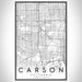 Carson California Map Print Portrait Orientation in Classic Style With Shaded Background