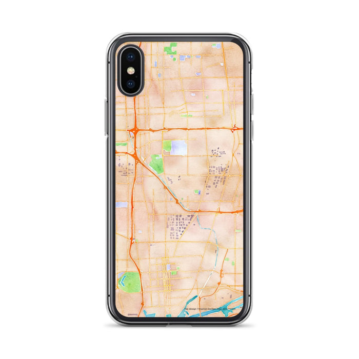 Custom iPhone X/XS Carson California Map Phone Case in Watercolor