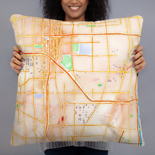 Person holding 22x22 Custom Carson California Map Throw Pillow in Watercolor