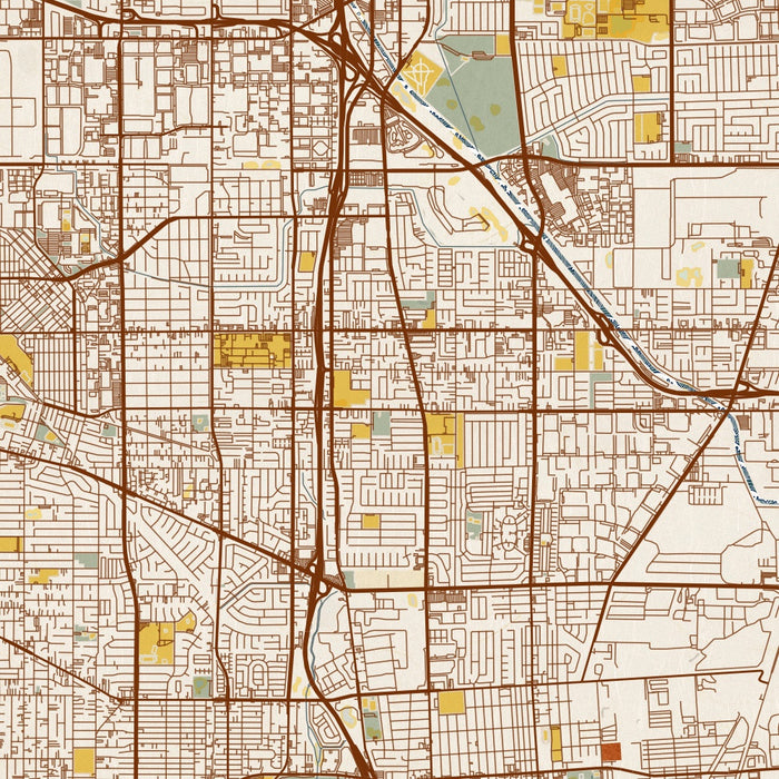 Carson California Map Print in Woodblock