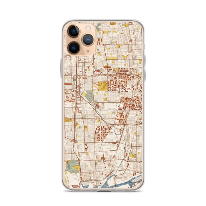 Custom iPhone 11 Pro Max Carson California Map Phone Case in Woodblock