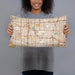 Person holding 20x12 Custom Carson California Map Throw Pillow in Woodblock