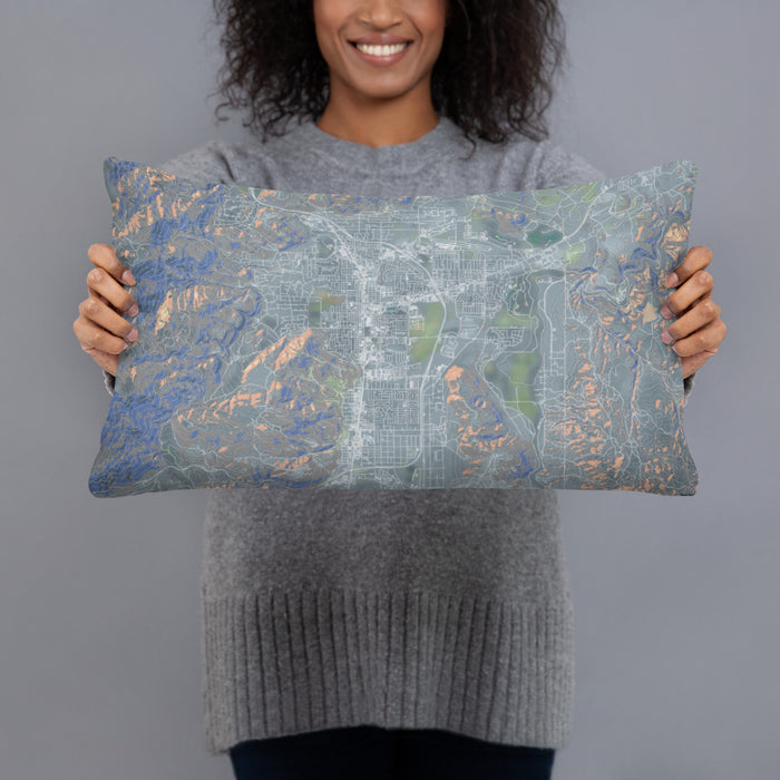 Person holding 20x12 Custom Carson City Nevada Map Throw Pillow in Afternoon
