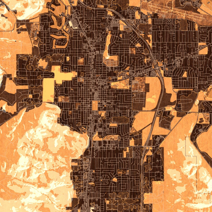 Carson City Nevada Map Print in Ember Style Zoomed In Close Up Showing Details